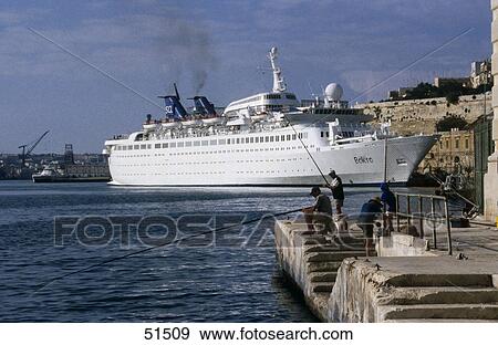 Cruise ship at harbor, Valletta, Malta View Large Photo Image Stock Photo - Cruise ship at harbor, Valletta, Malta . Fotosearch