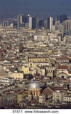 High angle view of city, Naples, Campania, Italy View Large Photo Image Stock Image - High angle view of city, Naples, Campania, Italy . Fotosearch