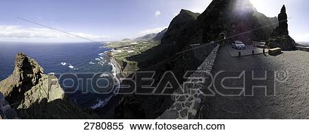 High angle view of coastline, Tenerife, Canary Islands, Spain View Large Photo Image Stock Photography - High angle view of coastline, Tenerife, Canary Islands, Spain . Fotosearch