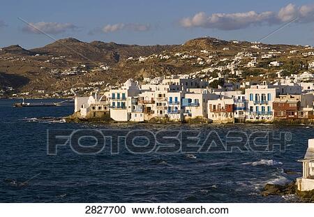 Little Venice, Mykonos, Greece View Large Photo Image Stock Image - Little Venice, Mykonos, Greece . Fotosearch