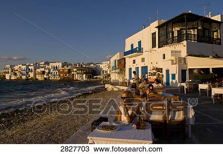 Stock Image - Little Venice, Mykonos, Greece . Fotosearch