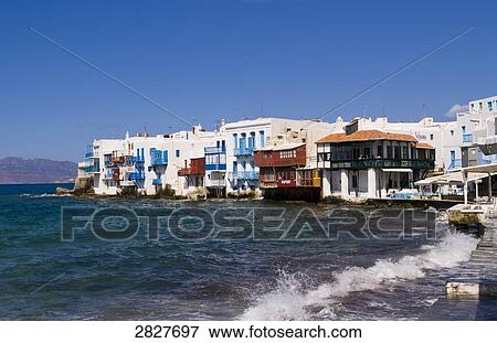 Stock Photo - Little Venice, Mykonos, Greece . Fotosearch