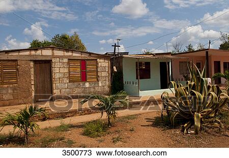 Stock Image - Local home and buildings in small town of Isabel, Cuba . Fotosearch