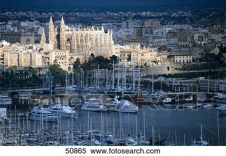 Marina in city, La Seo Cathedral, Palma, Majorca, Spain View Large Photo Image Stock Photography - Marina in city, La Seo Cathedral, Palma, Majorca, Spain . Fotosearch