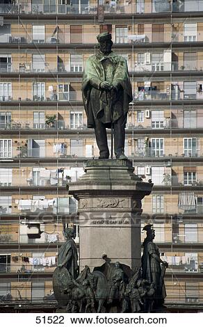 Stock Image - Monument of Giuseppe Garibaldi in front of building, Naples, Campania, Italy . Fotosearch