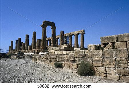Stock Image - Old ruins of temple, Agrigento, Sicily, Italy . Fotosearch