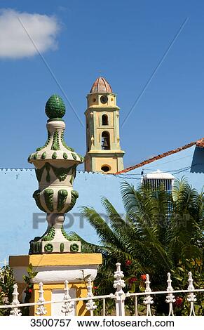 Park with church in Trinidad, Cuba View Large Photo Image Stock Photo - Park with church in Trinidad, Cuba . Fotosearch