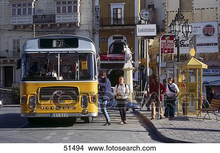 People boarding bus, Malta View Large Photo Image Picture - People boarding bus, Malta . Fotosearch