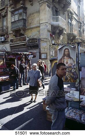 People in street, scene souvenir stand, Valletta, Malta View Large Photo Image Stock Image - People in street, scene souvenir stand, Valletta, Malta . Fotosearch