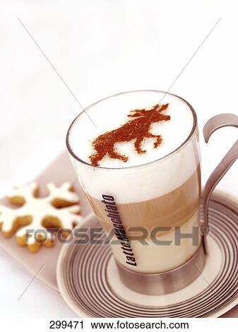 Reindeer decoration on foam in coffee cup View Large Photo Image Stock Image - Reindeer decoration on foam in coffee cup . Fotosearch