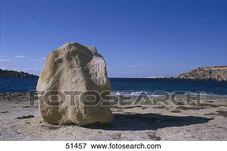 Rock on beach, Gnejna Bay, Malta View Large Photo Image Stock Photo - Rock on beach, Gnejna Bay, Malta . Fotosearch