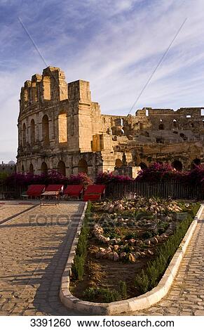 Stock Image - Roman theatre, El Jem, Tunisia, Africa . Fotosearch