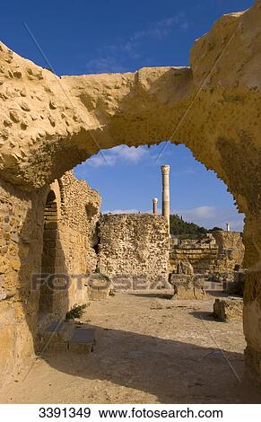 Stock Photo - Ruins of a roman bath, Carthage, Tunisia, Africa . Fotosearch