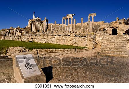 Ruins of a roman theatre, Dougga, Tunisia, Africa View Large Photo Image Stock Image - Ruins of a roman theatre, Dougga, Tunisia, Africa . Fotosearch