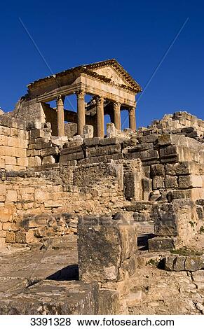 Temple, Dougga, Tunisia, Africa View Large Photo Image Stock Photo - Temple, Dougga, Tunisia, Africa . Fotosearch