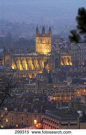 Abbey lit up at dusk, Somerset, England View Large Photo Image Stock Photography - Abbey lit up at dusk, Somerset, England . Fotosearch