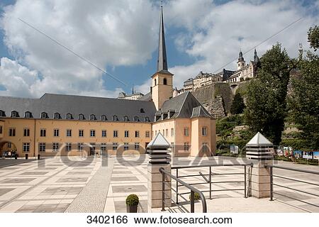 Stock Photograph - Abbey Neumuenster and St. Johanneskirche, Grund, Luxemburg, Europe . Fotosearch