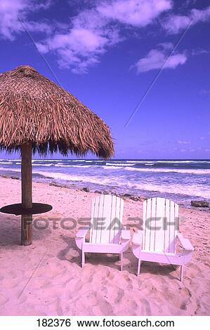Adirondack Chairs On Beach Cozumel Yucatan Mexico Stock Beach Cozumel Yucatan Mexico