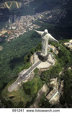 Aerial view of monument, Christ the Redeemer, Rio De Janeiro, Brazil View Large Photo Image Stock Image - Aerial view of monument, Christ the Redeemer, Rio De Janeiro, Brazil . Fotosearch