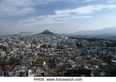 Stock Photography - Aerial view of town, Acropolis, Athens, Greece . Fotosearch