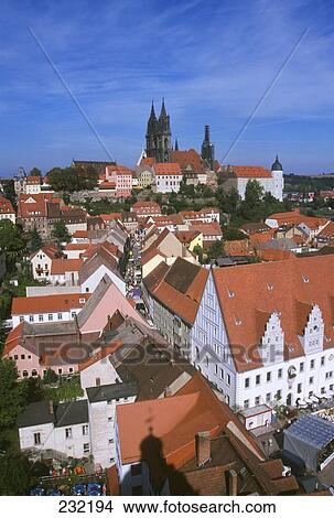 Aerial view of town, Saxony, Germany View Large Photo Image Picture - Aerial view of town, Saxony, Germany . Fotosearch