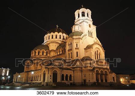 Stock Photo - Alexander Nevsky Cathedral at night, Sofia, Bulgaria . Fotosearch