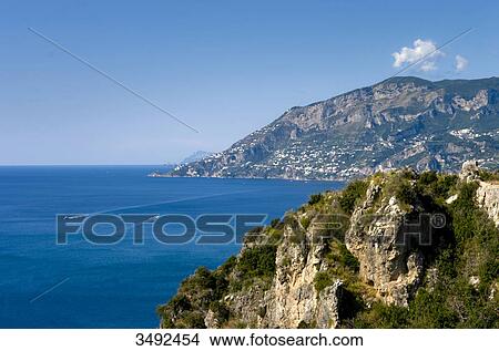 Picture - Amalfi coast and Mediterranean Sea, Campania, Italy, Europe . Fotosearch