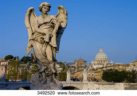 Stock Image - Angel bridge and Vatikan, Rome, Italy, Europe . Fotosearch