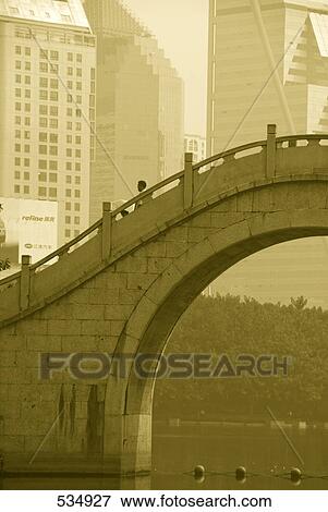 Stock Photo - Arch bridge on lake, Guangdong Province, China . Fotosearch