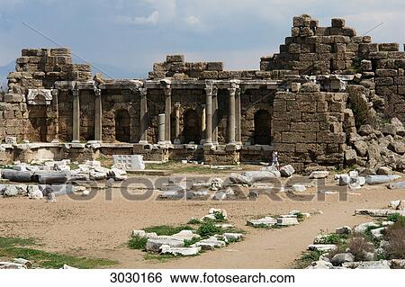 Archeological site in Side, Turkey View Large Photo Image Stock Photograph - Archeological site in Side, Turkey . Fotosearch