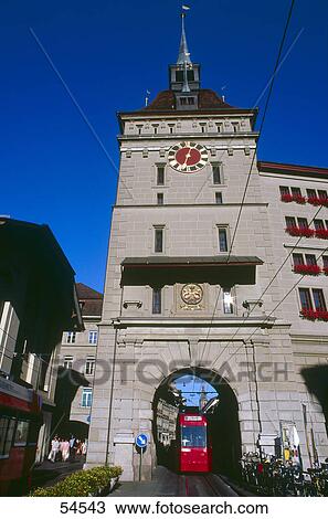 Stock Image - Archway under clock tower, Berne, Switzerland . Fotosearch