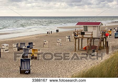 Stock Photo - Beach of Rantum, Sylt, Germany, elevated view . Fotosearch