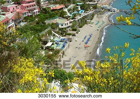 Stock Photography - Beach of Sant Angelo, Ischia, Italy, high angle view . Fotosearch