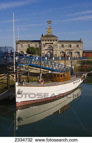 Stock Image - Boat at harbor, Kent, England . Fotosearch