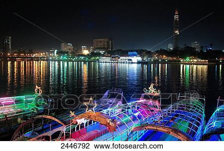Boats at harbor, Nile River, Cairo, Egypt View Large Photo Image Stock Image - Boats at harbor, Nile River, Cairo, Egypt . Fotosearch