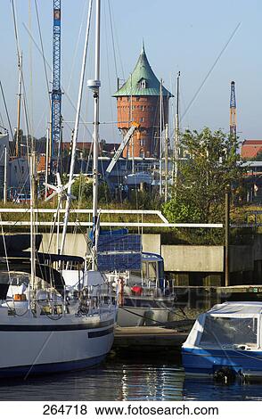 Boats moored at harbor, Elbe River, Lower Saxony, Germany View Large Photo Image Stock Photo - Boats moored at harbor, Elbe River, Lower Saxony, Germany . Fotosearch