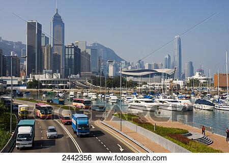 Boats on harbor, IFC Tower, Hong Kong, China View Large Photo Image Stock Photograph - Boats on harbor, IFC Tower, Hong Kong, China . Fotosearch
