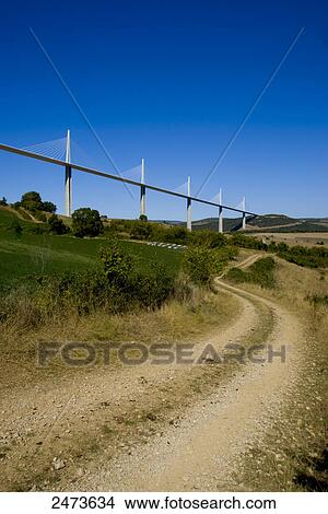 Bridge across valley, Millau Viaduct, Millau, Aveyron, Midi-Pyrenees, France View Large Photo Image Picture - Bridge across valley, Millau Viaduct, Millau, Aveyron, Midi-Pyrenees, France . Fotosearch