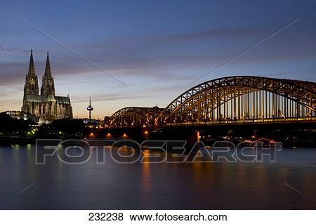 Stock Photo - Building at waterfront, Cologne, North Rhine Westphalia, Germany . Fotosearch