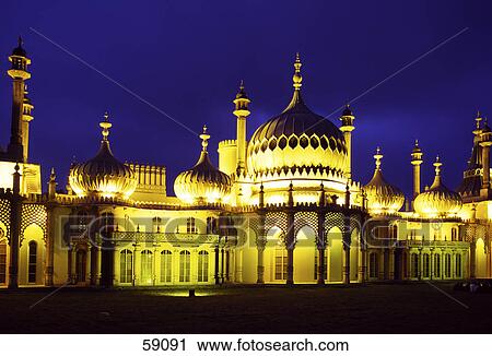 Stock Image - Building illuminated at night, Great Britain, Europe . Fotosearch