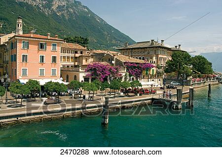 Buildings at lakeside, Lake Garda, Garda, Veneto, Italy View Large Photo Image Stock Photo - Buildings at lakeside, Lake Garda, Garda, Veneto, Italy . Fotosearch