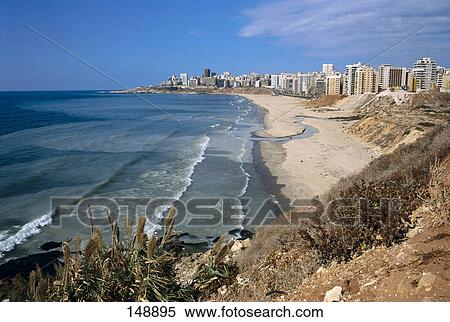 Buildings on beach, Rafiq Hairiri Beach, Beirut, Lebanon View Large Photo Image Stock Photography - Buildings on beach, Rafiq Hairiri Beach, Beirut, Lebanon . Fotosearch