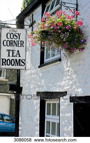 Stock Photo - cafe in Builth Wells, europe, UK, Wales, Powys . Fotosearch