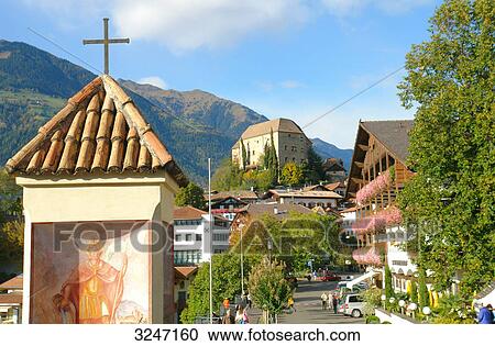 Castle and wayside shrine, Schenna, South Tyrol, Italy View Large Photo Image Stock Image - Castle and wayside shrine, Schenna, South Tyrol, Italy . Fotosearch