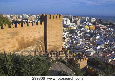 Castle over looking town, Alcazaba, Almeria, Andalusia, Spain View Large Photo Image Stock Photograph - Castle over looking town, Alcazaba, Almeria, Andalusia, Spain . Fotosearch