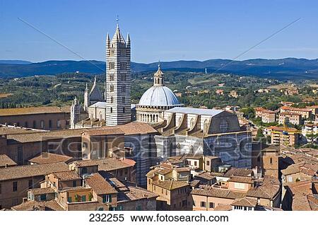 Stock Photography - Cathedral in city, Siena Cathedral, Siena, Siena Province, Tuscany, Italy . Fotosearch