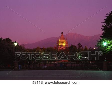 Cathedral lit up at dusk, Sacremontinos Cathedral, Santiago, Chile View Large Photo Image Stock Image - Cathedral lit up at dusk, Sacremontinos Cathedral, Santiago, Chile . Fotosearch