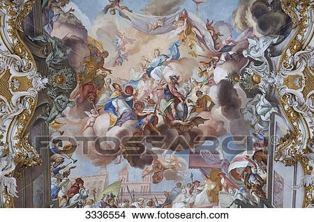 Ceiling fresco of a church, Diessen am Ammersee, Germany, directly below View Large Photo Image Picture - Ceiling fresco of a church, Diessen am Ammersee, Germany, directly below . Fotosearch