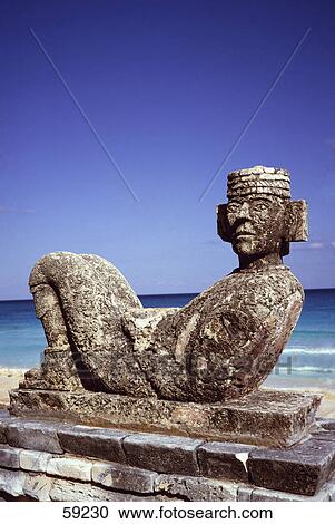 Chac Mool statue on beach, Cancun, Quintana Roo, Mexico View Large Photo Image Stock Image - Chac Mool statue on beach, Cancun, Quintana Roo, Mexico . Fotosearch