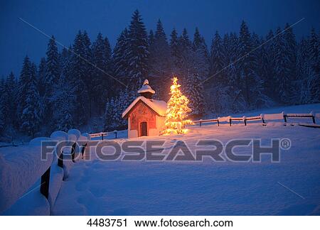 Chapel and christmas tree, Wettersteingebirge, Bavaria, Germany, Europe View Large Photo Image Stock Image - Chapel and christmas tree, Wettersteingebirge, Bavaria, Germany, Europe . Fotosearch